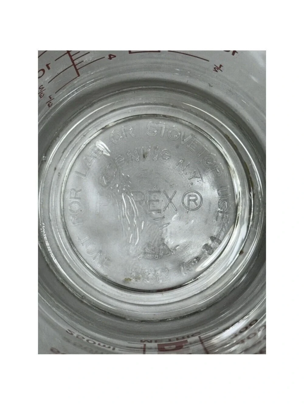 Vintage PYREX Glass Liquid 1 Quart 4 Cup Measuring Red Lettering 